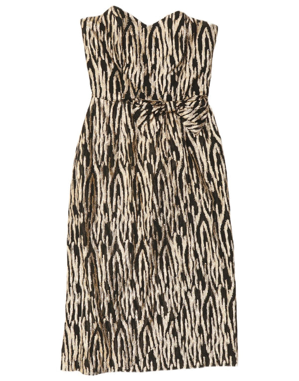 GINA BACCONI Womens Strapless Dress UK 12 Medium Black Animal Print