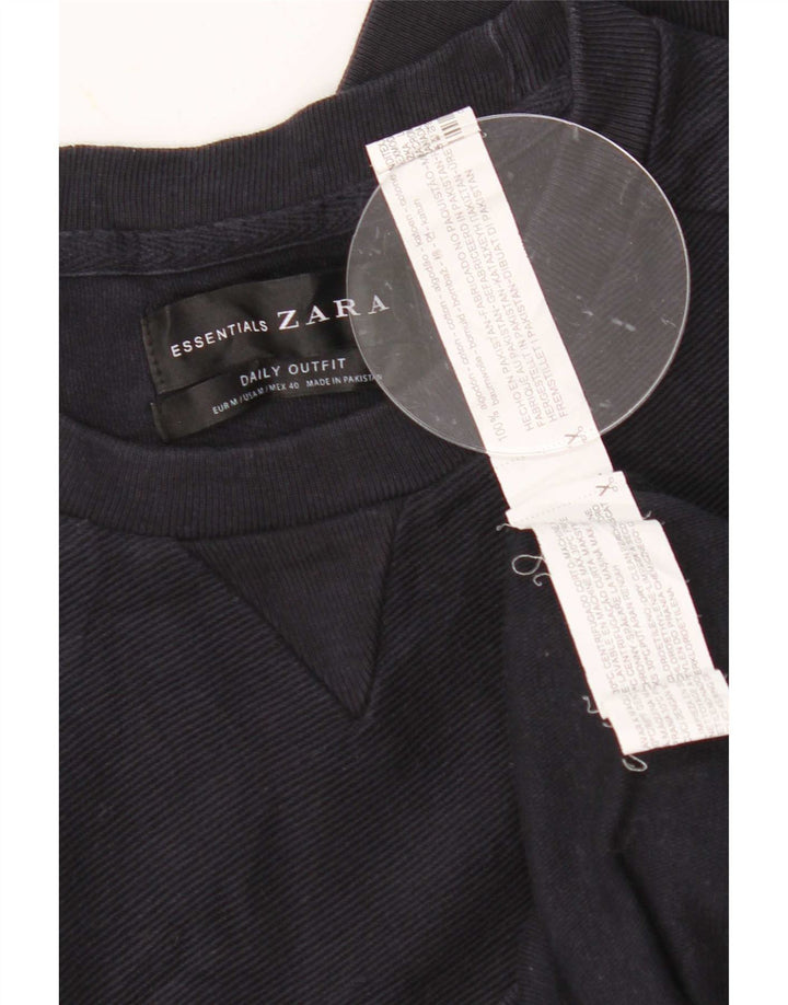 Zara Mens Sweatshirt Jumper Medium Navy Blue Cotton