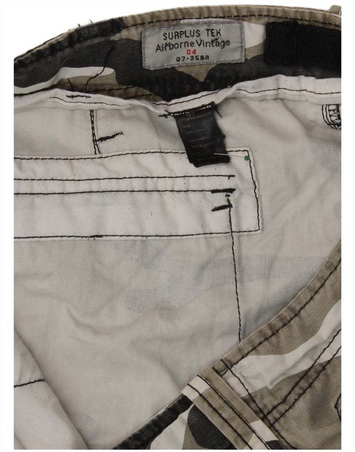 SURPLUS TEX Mens Cargo Shorts XL W40  Green Camouflage Cotton