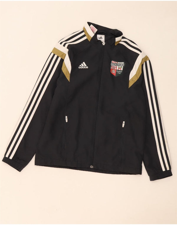 Adidas Boys Brentford FC Tracksuit Top Jacket 11-12 Years Black Colourblock