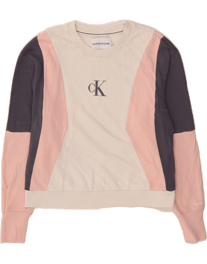 CALVIN KLEIN JEANS Womens Sweatshirt Jumper UK 14 Medium Multicoloured Vintage Calvin Klein Jeans and Second-Hand Calvin Klein Jeans from Messina Hembry 