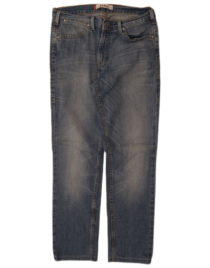 LEVI'S Mens 519 Distressed Slim Jeans W33 L31 Blue Cotton