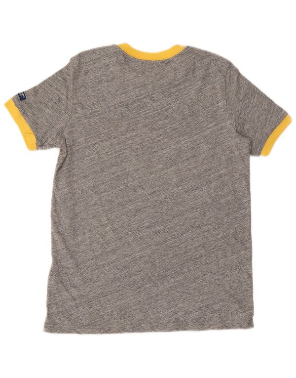 SUPERDRY Womens Graphic T-Shirt Top UK 8 Small Grey Flecked Cotton