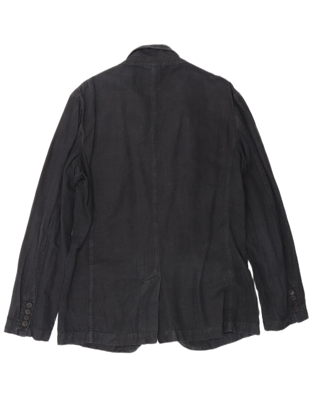 Zara Mens 3 Button Blazer Jacket UK 40 Large Navy Blue Linen