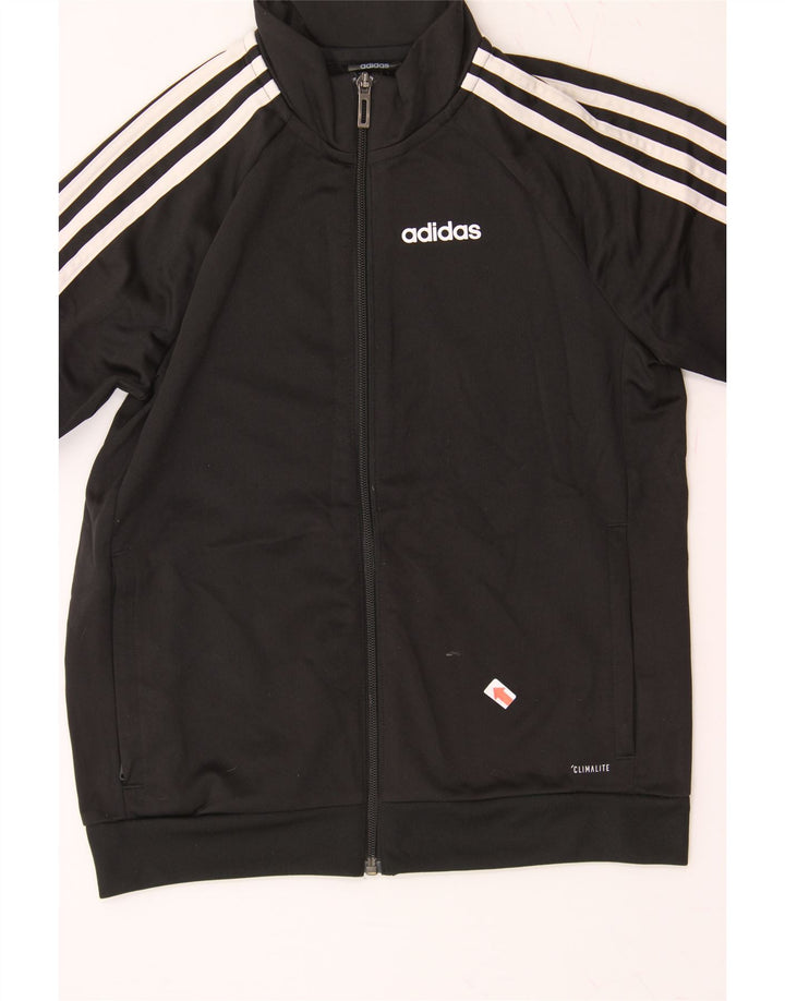 ADIDAS Boys Climalite Tracksuit Top Jacket 9-10 Years Black Polyester Vintage Adidas and Second-Hand Adidas from Messina Hembry 
