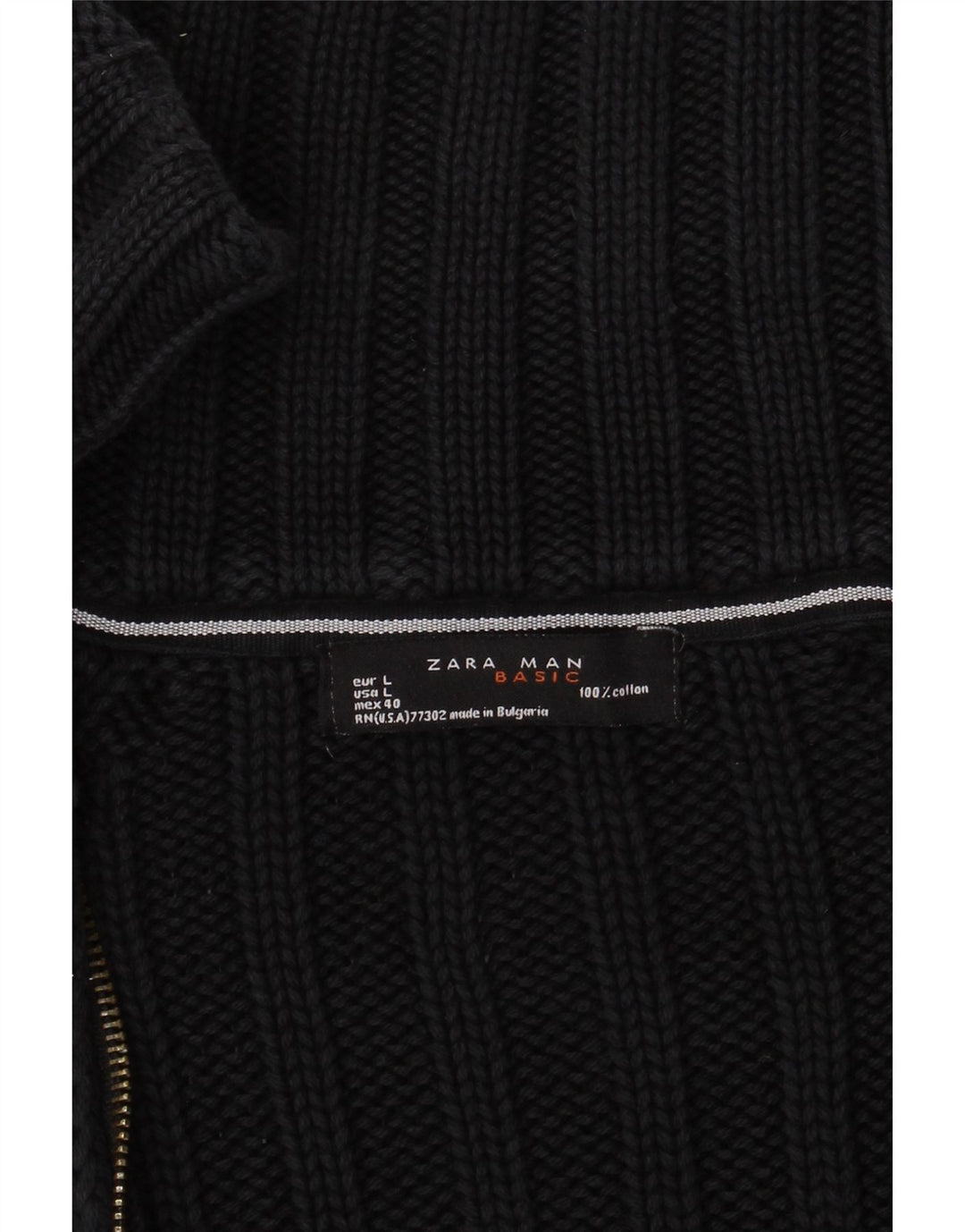 ZARA Mens Cardigan Sweater Large Black Cotton