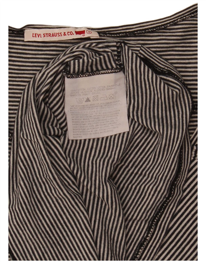 Levi's Womens Top Long Sleeve UK 14 Medium Black Striped Cotton