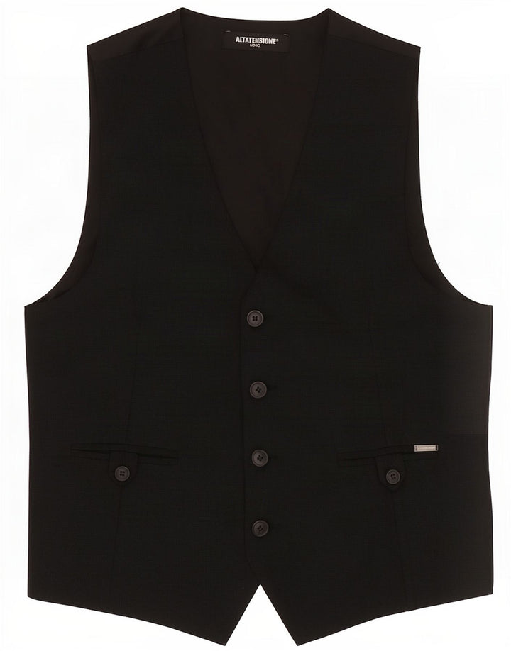 Altatensione Mens Waistcoat Medium Black Cotton