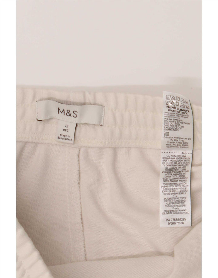 Marks & Spencer Womens Tracksuit Trousers UK 12 Medium Off White