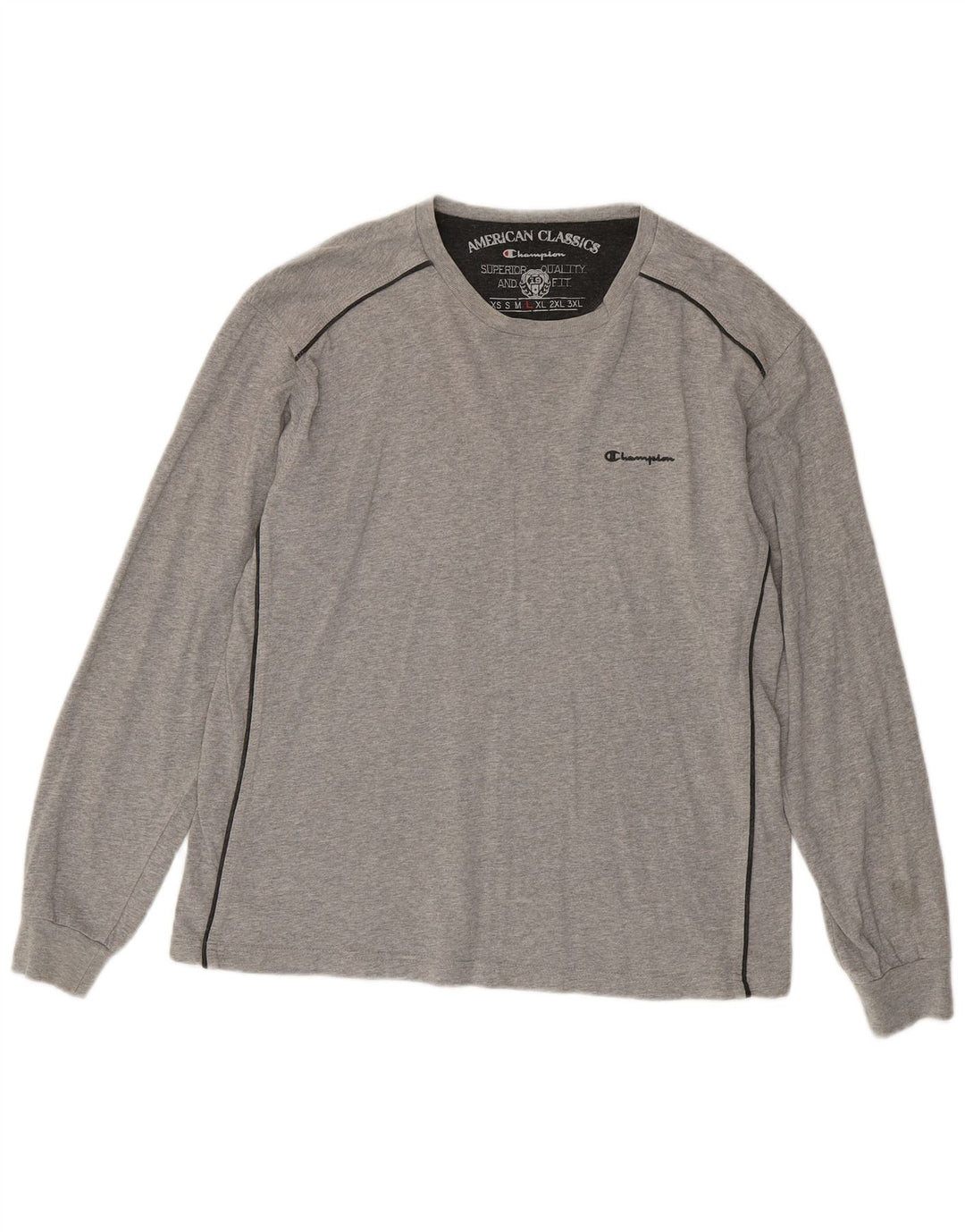 CHAMPION Mens Top Long Sleeve Large Grey Cotton