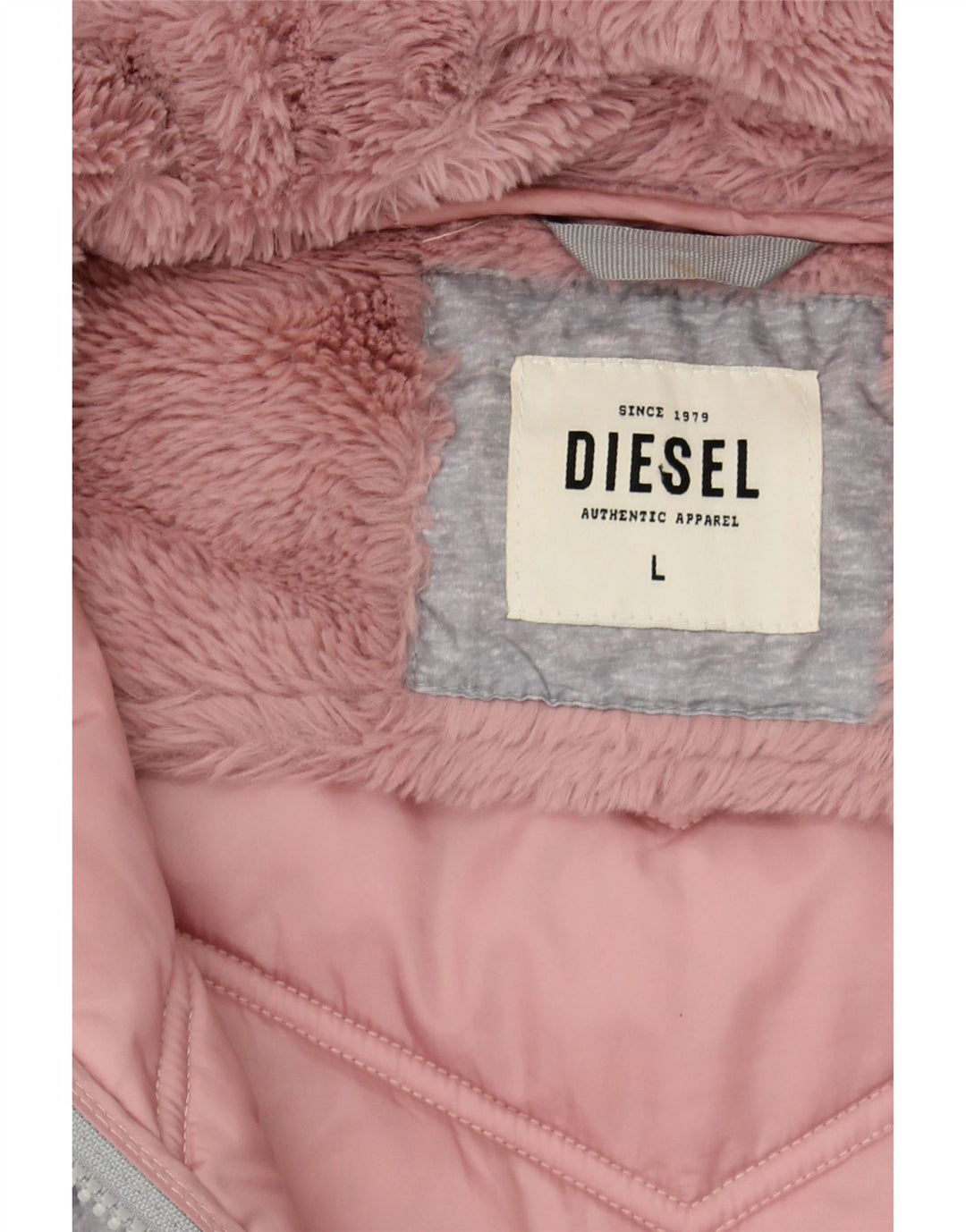 DIESEL Womens Hooded Padded Jacket UK 14 Large Grey Polyester Vintage Diesel and Second-Hand Diesel from Messina Hembry 