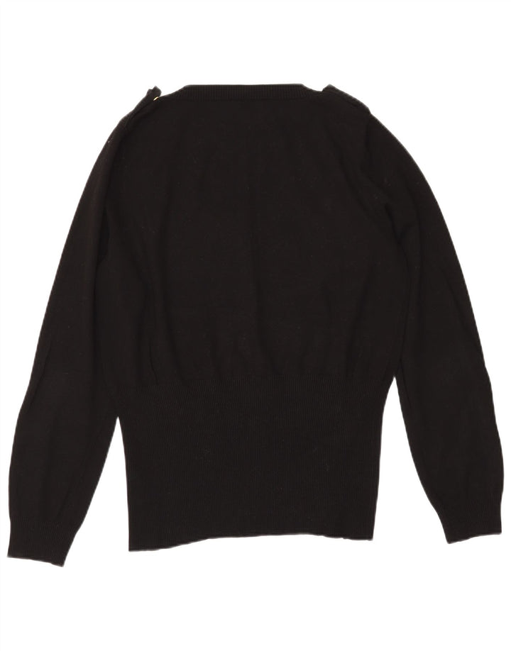 MARELLA Womens Military V-Neck Jumper Sweater UK 20 2XL Black Viscose