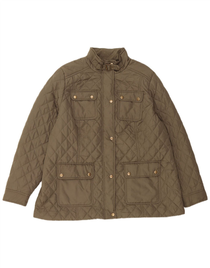 Marks & Spencer Womens Quilted Jacket UK 18 XL Khaki Polyester