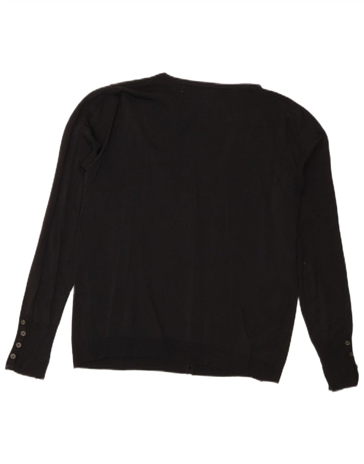 Zara Womens Basic Crop Cardigan Top UK 14 Large Black Viscose