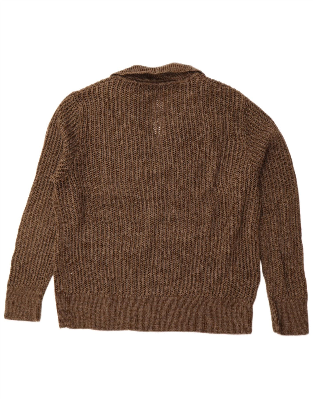 ZARA Womens Polo Neck Jumper Sweater UK 18 XL Brown Acrylic