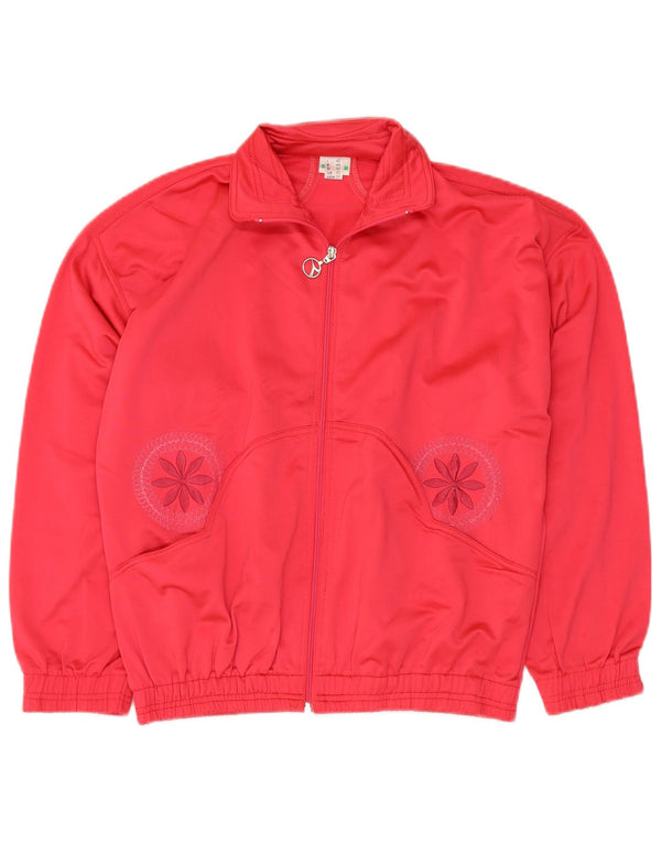 DIADORA Womens Tracksuit Top Jacket IT 42 Medium Red Polyester