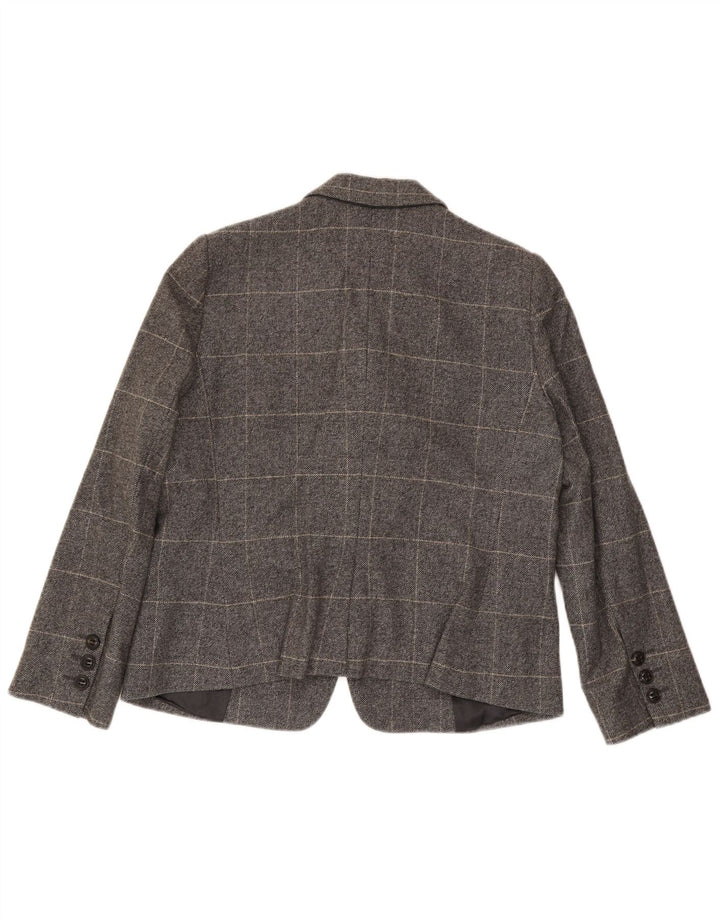 Armani Collezioni Womens 3 Button Blazer Jacket IT 50 XL Grey Check Wool