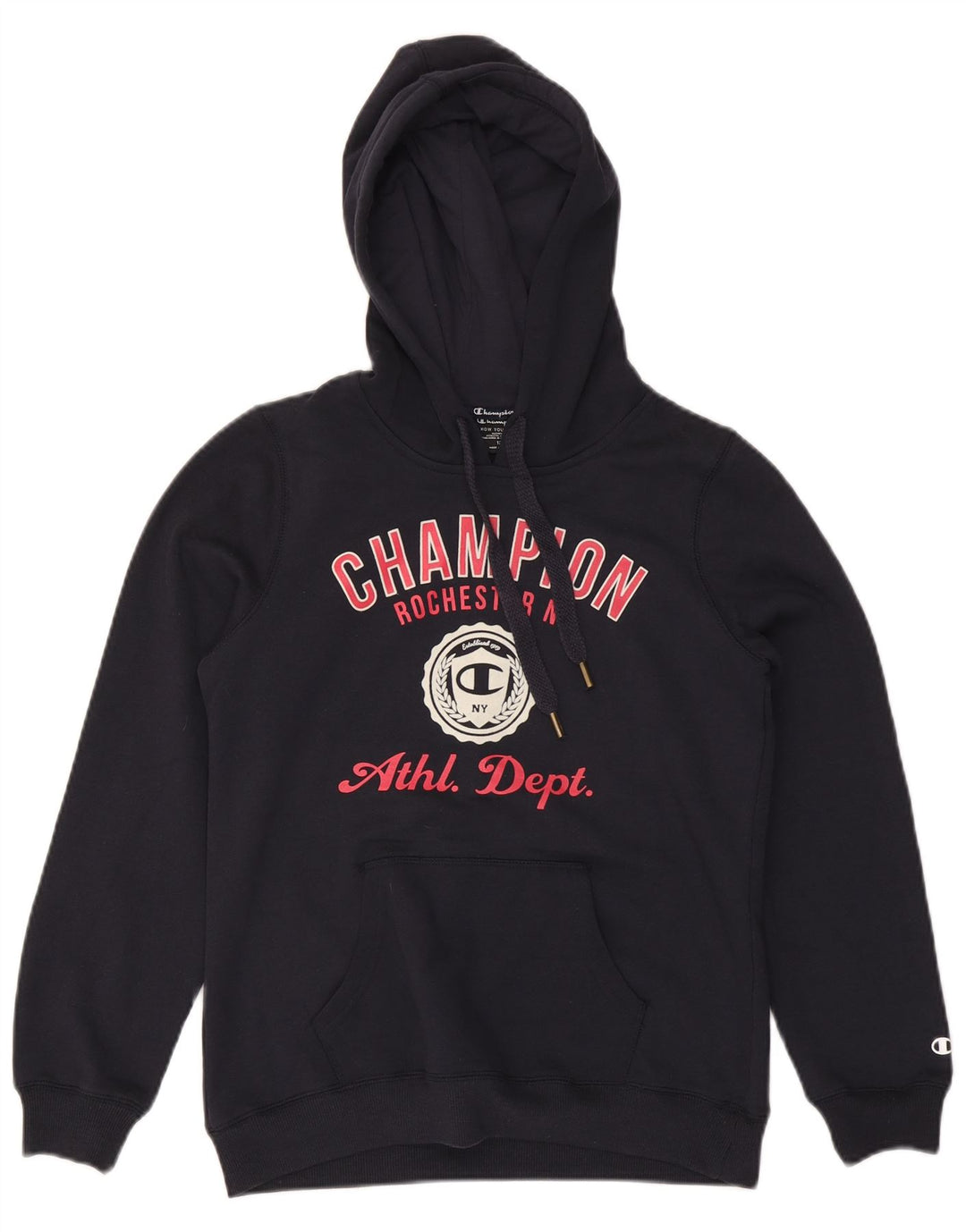 CHAMPION Girls NY Rochester Graphic Hoodie Jumper 11-12 Years Navy Blue