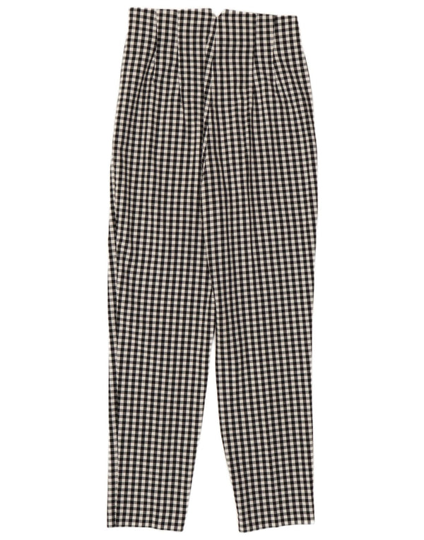 Zara Womens High Waist Tapered Casual Trousers Small W26 L27 Black Gingham