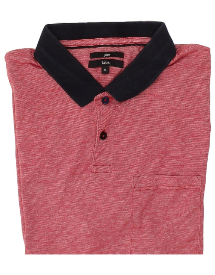 JULES Mens Slim Fit Polo Shirt Medium Red Pinstripe Vintage Jules and Second-Hand Jules from Messina Hembry 