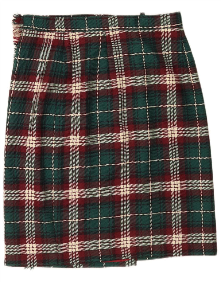 Superior Womens Wrap Skirt IT 42 Medium W28  Green Plaid Wool