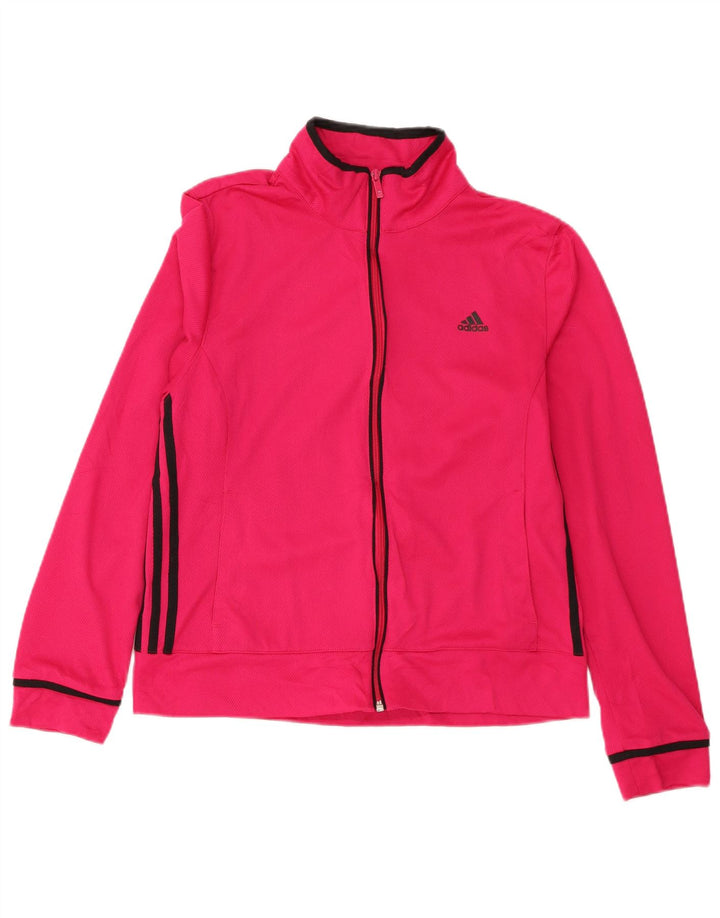 Adidas Womens Tracksuit Top Jacket UK 18 XL Pink Polyester