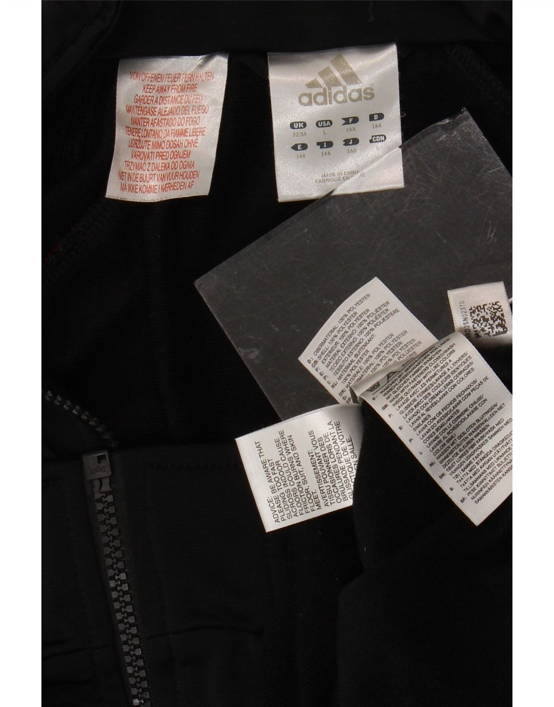 ADIDAS Boys Tracksuit Top Jacket 13-14 Years Black Polyester