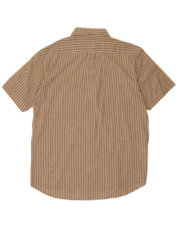 Kappa Mens Short Sleeve Shirt Large Beige Check Cotton