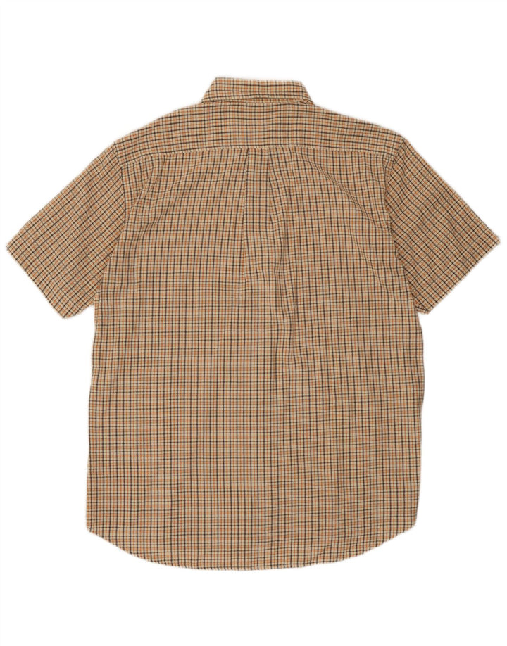 Kappa Mens Short Sleeve Shirt Large Beige Check Cotton