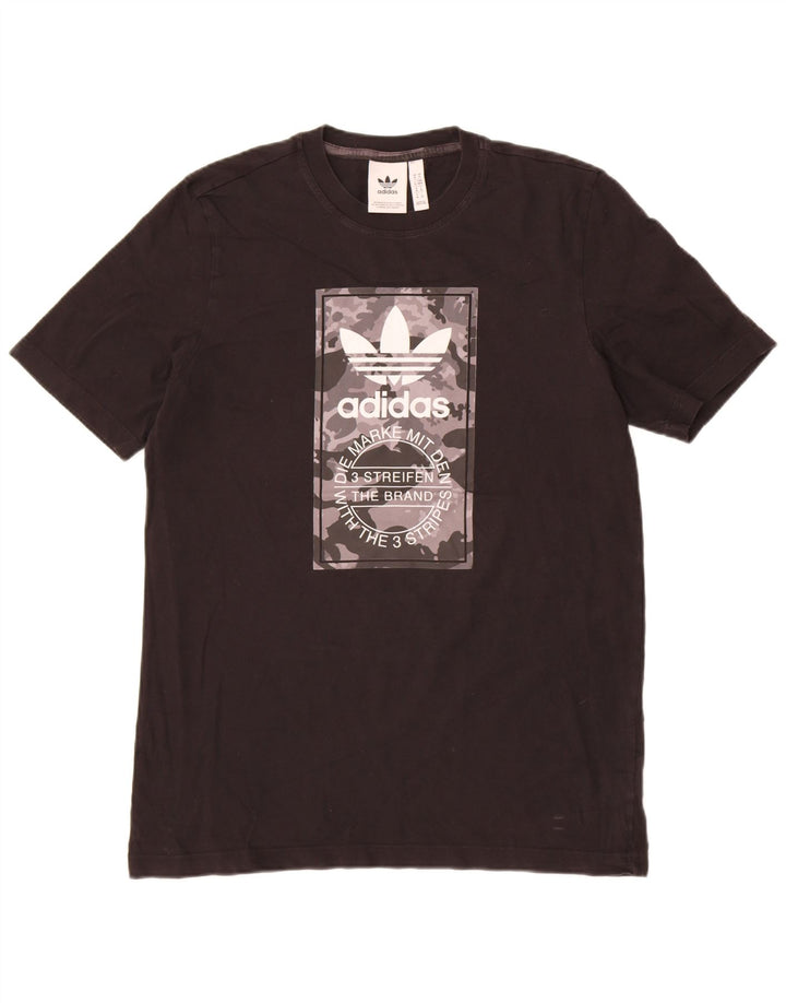 Adidas Mens Graphic T-Shirt Top Medium Black Cotton