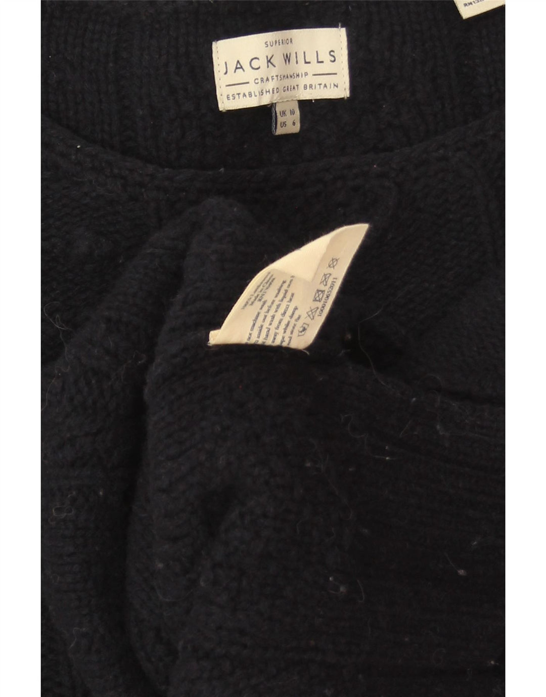 JACK WILLS Womens Oversized Boat Neck Jumper Sweater UK 10 Small Navy Blue
