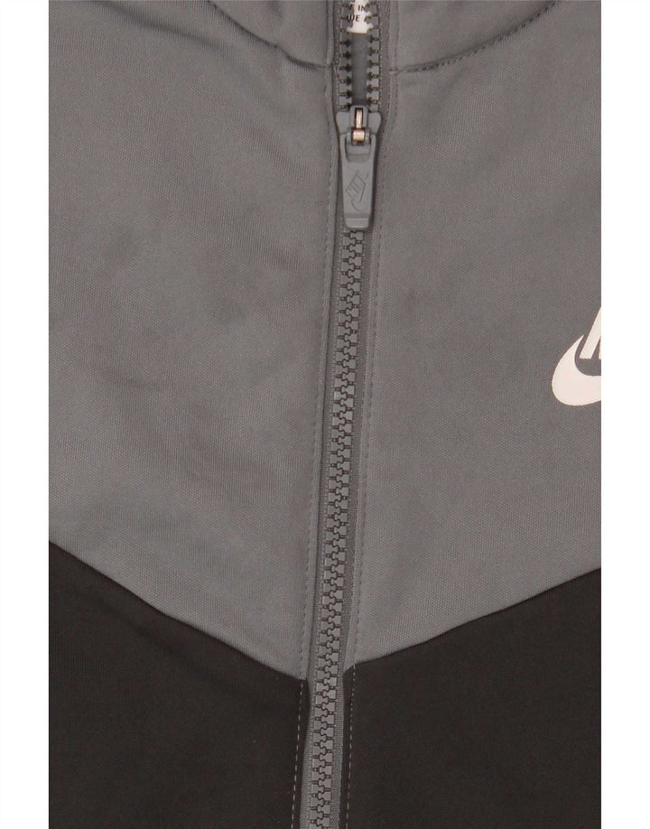 Nike Boys Graphic Tracksuit Top Jacket 8-9 Years Small Grey Colourblock