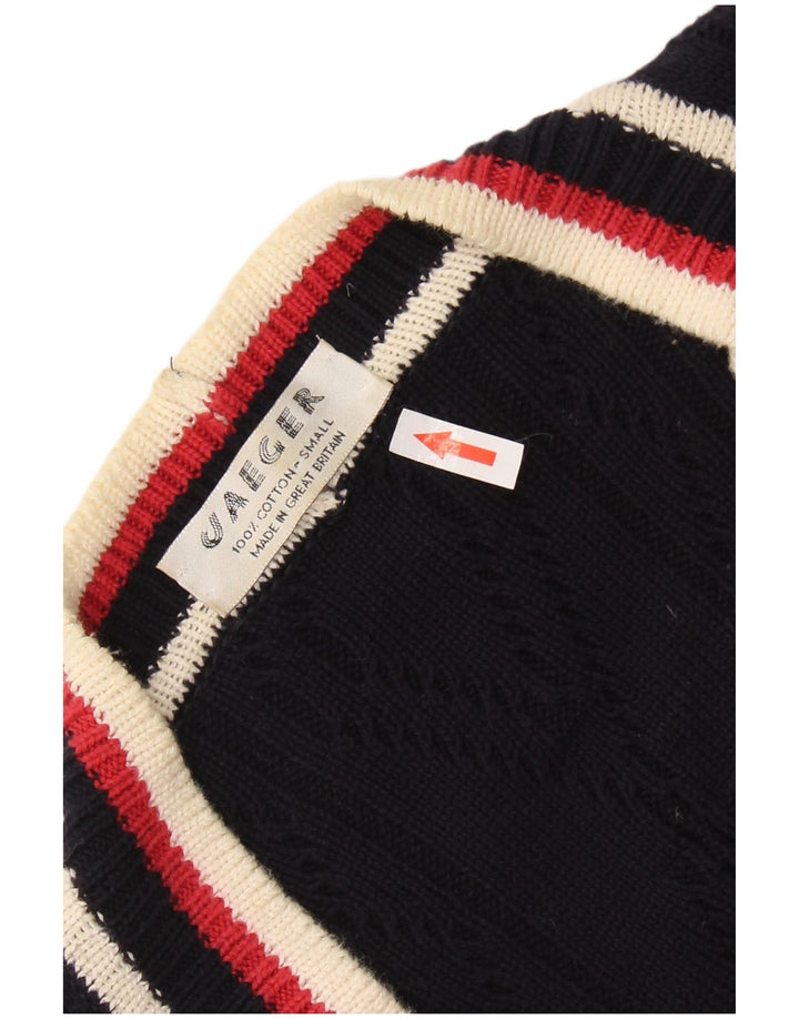 JAEGER Womens Oversized Cardigan Sweater UK 10 Small Navy Blue Colourblock