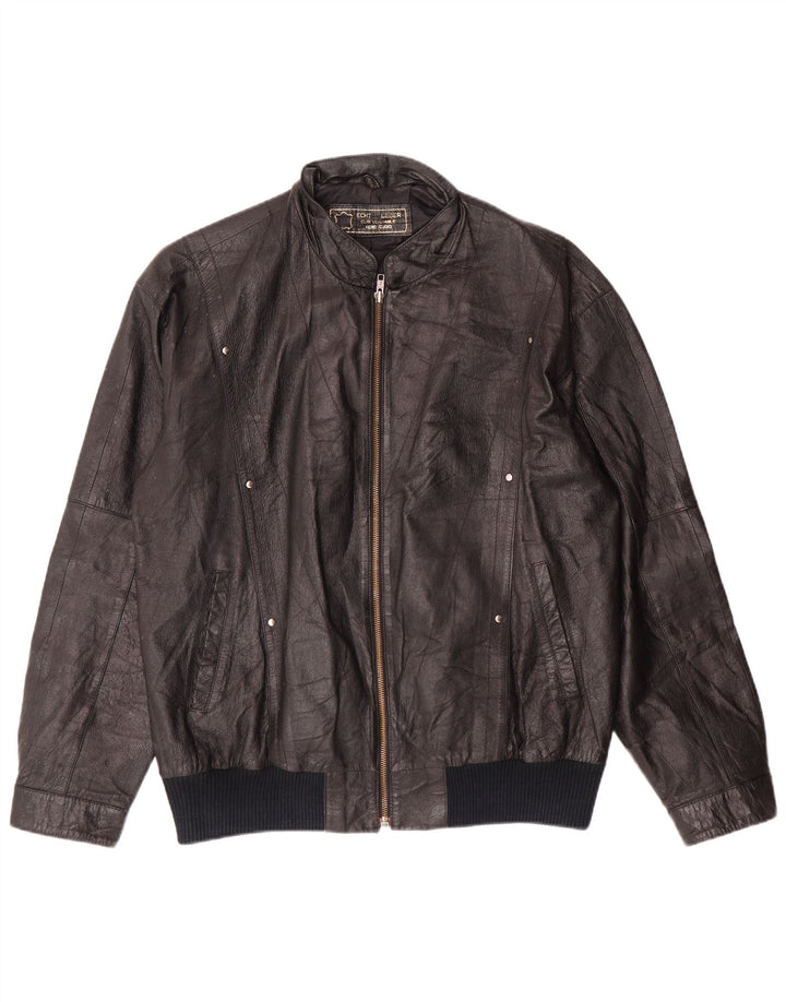 ESCO Mens Leather Jacket IT 52 XL Black Leather