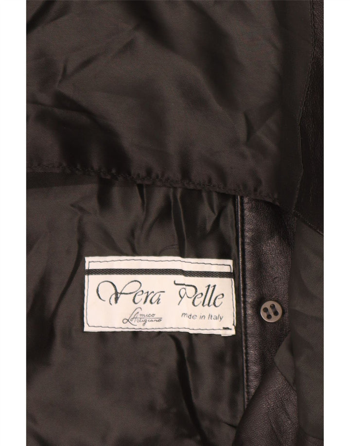 Vintage Mens Leather Waistcoat Large Black Leather