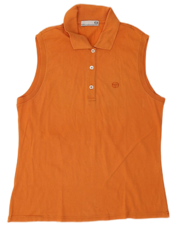 Sergio Tacchini Womens Milano Sleeveless Polo Shirt UK 14 Large Orange