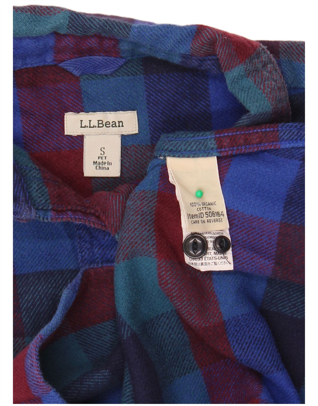 L.L.BEAN Womens Oversized Flannel Shirt UK 10 Small Multicoloured Plaid