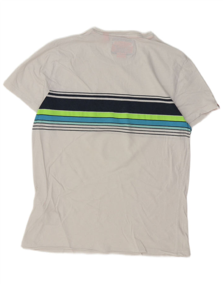 Superdry Mens T-Shirt Top XL White Striped Cotton