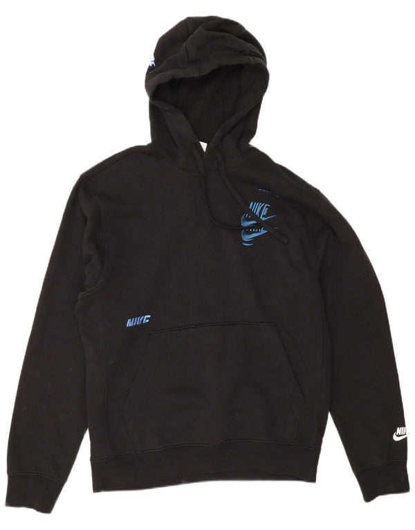 Nike Mens Graphic Hoodie Jumper Small Black Cotton