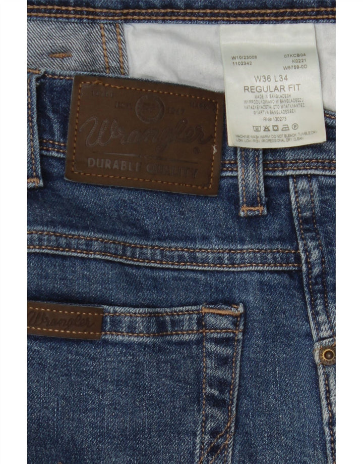 WRANGLER Mens Straight Jeans W36 L34 Blue Cotton