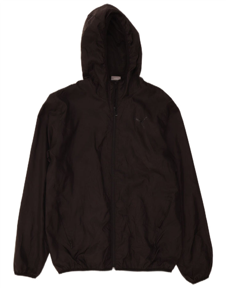 Puma Mens Hooded Rain Jacket UK 38 Medium Black Polyester
