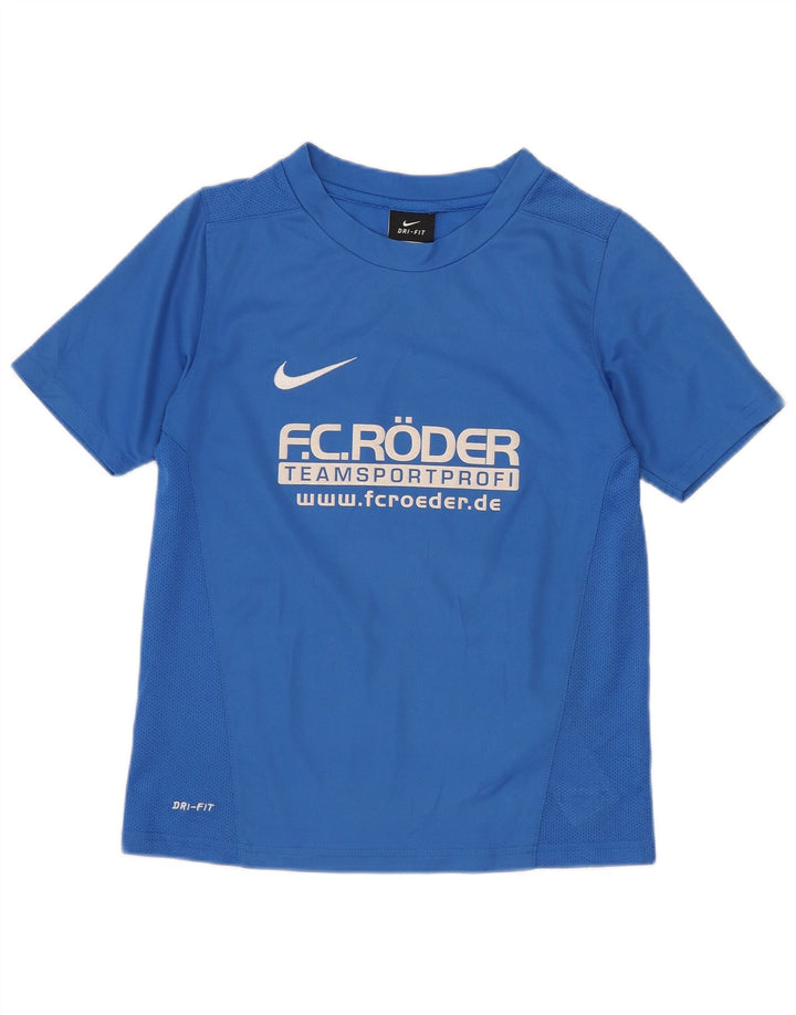 NIKE Boys Dri Fit Graphic T-Shirt Top 6-7 Years XS Blue Polyester
