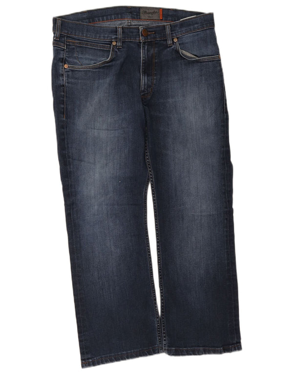 Wrangler Mens Jacksville Bootcut Jeans W34 L26 Navy Blue Cotton