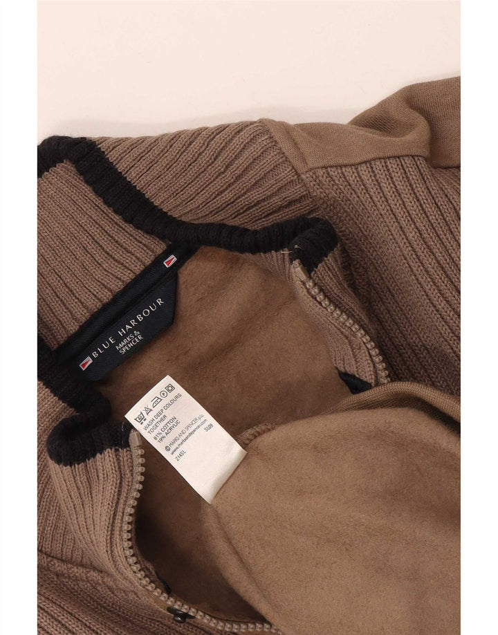 Marks & Spencer Mens Blue Harbour Sweatshirt Jumper Small Brown Colourblock