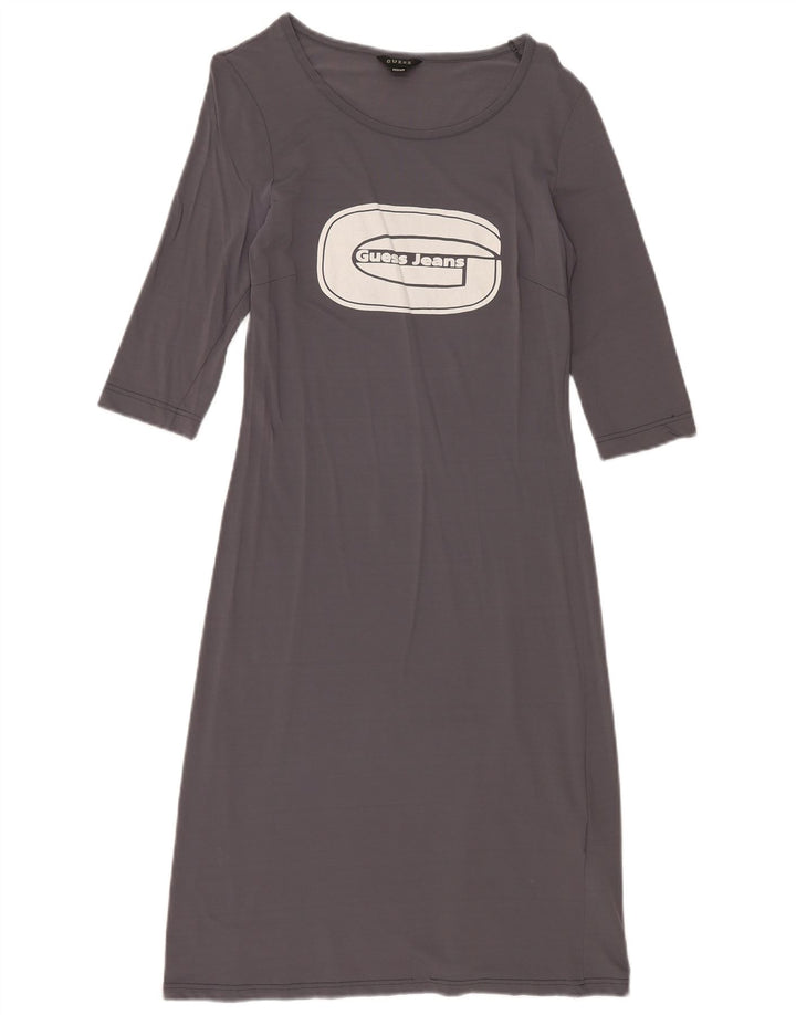 Guess Womens Graphic 3/4 Sleeve T-Shirt Dress UK 12 Medium Grey Polyamide