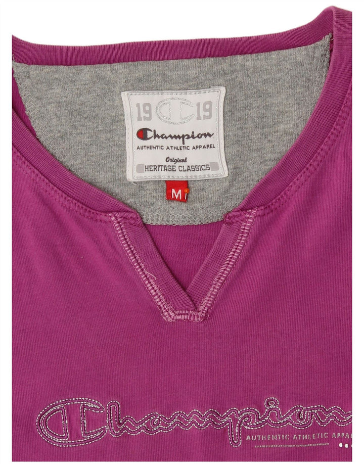 CHAMPION Womens Graphic T-Shirt Top UK 12 Medium Pink
