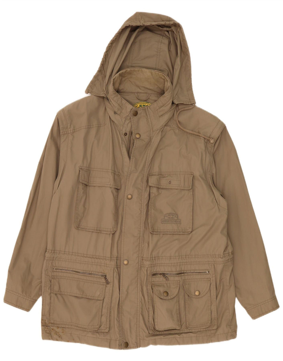 Camel Active Mens Hooded Utility Jacket IT 55 2XL Khaki Cotton