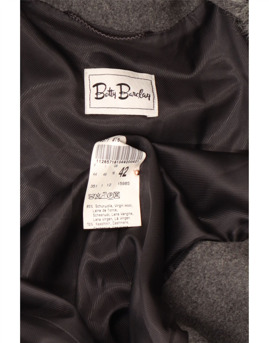 BETTY BARCLAY Womens Overcoat UK 16 Large  Grey New Wool