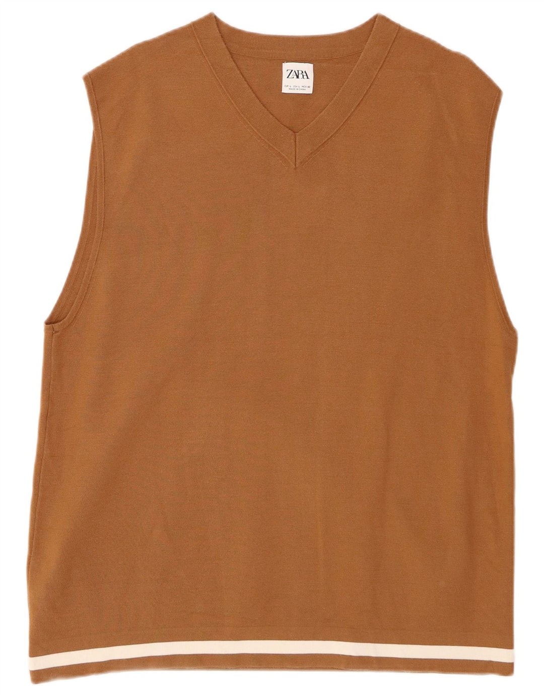 ZARA Mens Vest Tank Top Large Brown Viscose