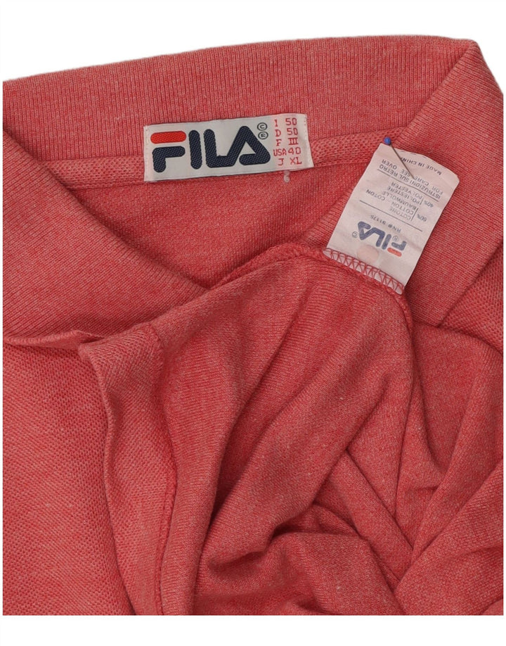 Fila Mens Polo Shirt IT 50 Medium Red Flecked Cotton